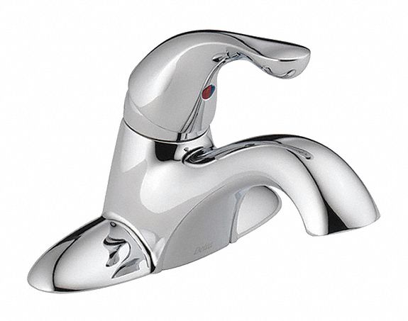 Low Arc Bathroom Faucet: Delta, Classic, Chrome Finish, 1.8 gpm Flow Rate