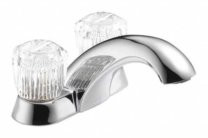 Low Arc Bathroom Faucet: Delta, Delta Commercial, Chrome Finish, Manual, 1.2 gpm Flow Rate