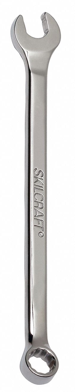 Combination Wrench: Alloy Steel, Chrome, 1/2 in Head Size, 8 in Overall Lg, Offset