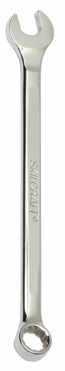 Combination Wrench: Alloy Steel, Chrome, 9/16 in Head Size, 8 3/4 in Overall Lg, Offset