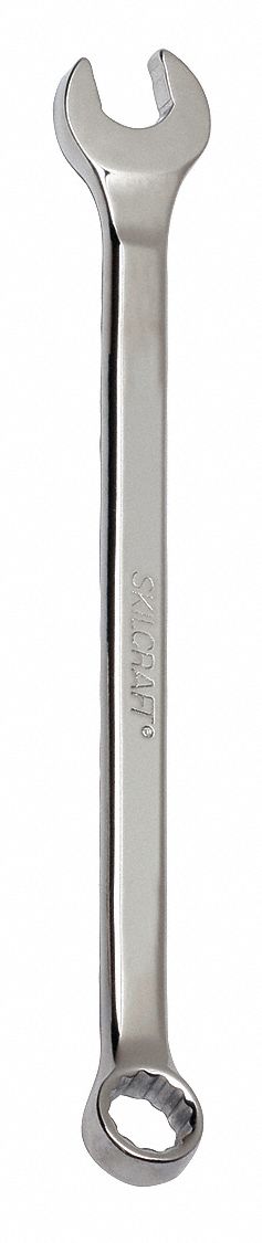 Combination Wrench: Alloy Steel, Chrome, 14 mm Head Size, 8 3/4 in Overall Lg, Offset
