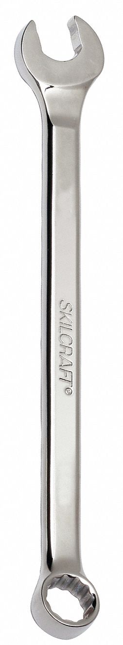 Combination Wrench: Alloy Steel, Chrome, 17 mm Head Size, 9 3/4 in Overall Lg, Offset
