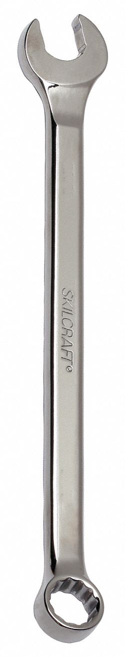 Combination Wrench: Alloy Steel, Chrome, 16 mm Head Size, 9 1/4 in Overall Lg, Offset