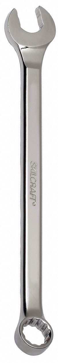 Combination Wrench: Alloy Steel, Chrome, 19 mm Head Size, 10 3/4 in Overall Lg, Offset