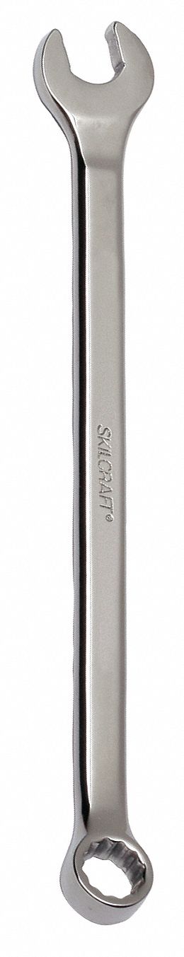 Combination Wrench: Alloy Steel, Chrome, 11 mm Head Size, 7 1/4 in Overall Lg, Offset