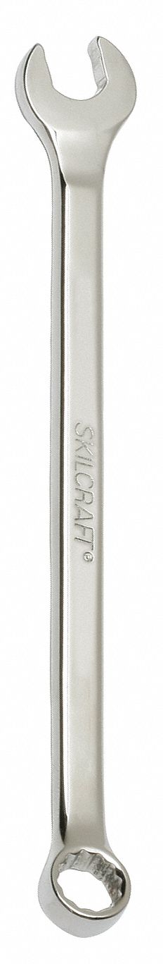 Combination Wrench: Alloy Steel, Chrome, 12 mm Head Size, 7 3/4 in Overall Lg, Offset