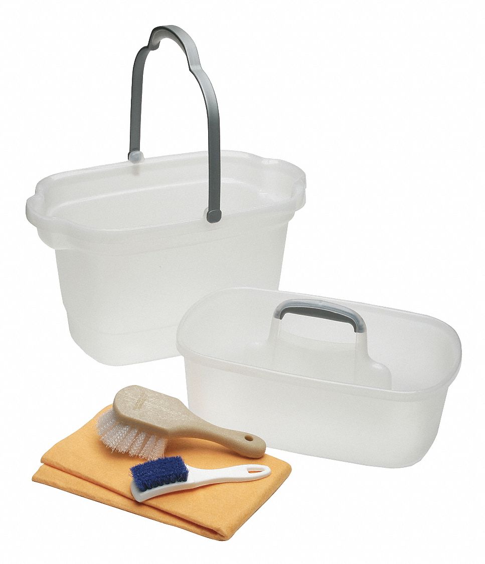 Bucket Set: 4 gal Capacity, 10 in Overall Wd, 11 in Overall Ht, Plastic, Includes Handle
