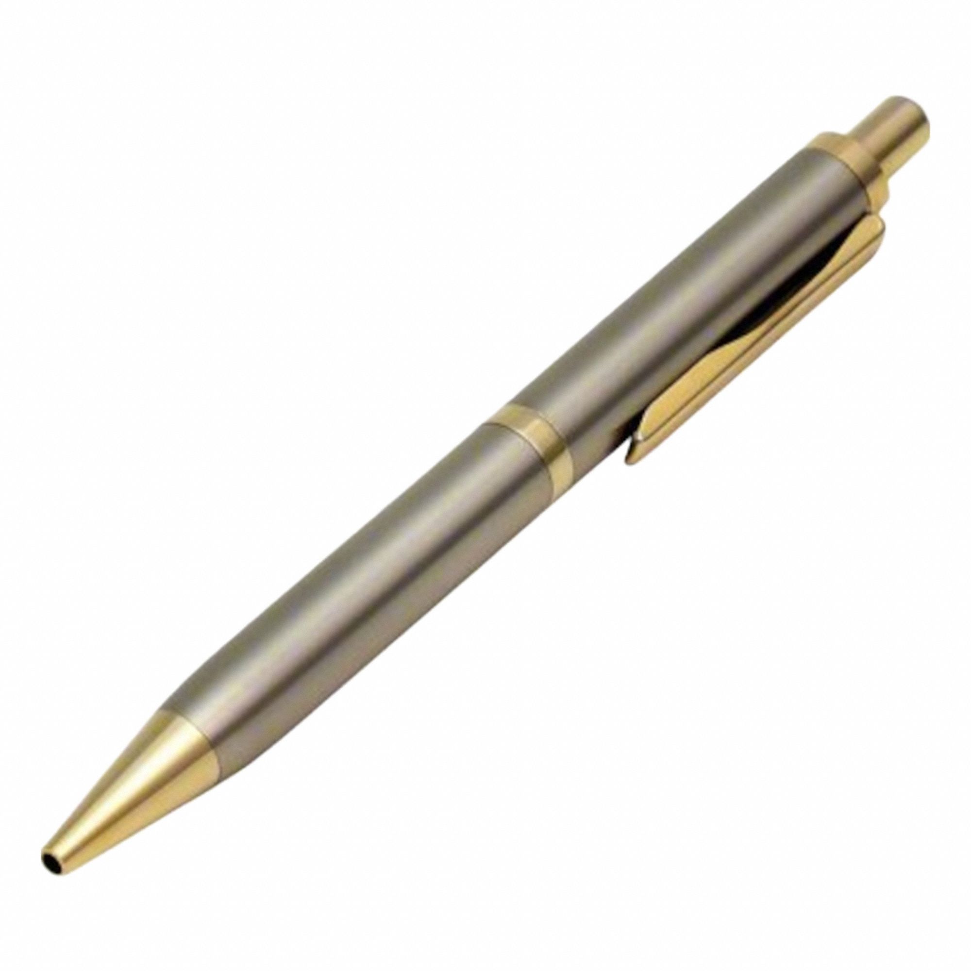 Pen Set: 0.7 mm, Pocket Clip, Silver/Gold, Black, Gel, Non-Pressurized, 10 PK