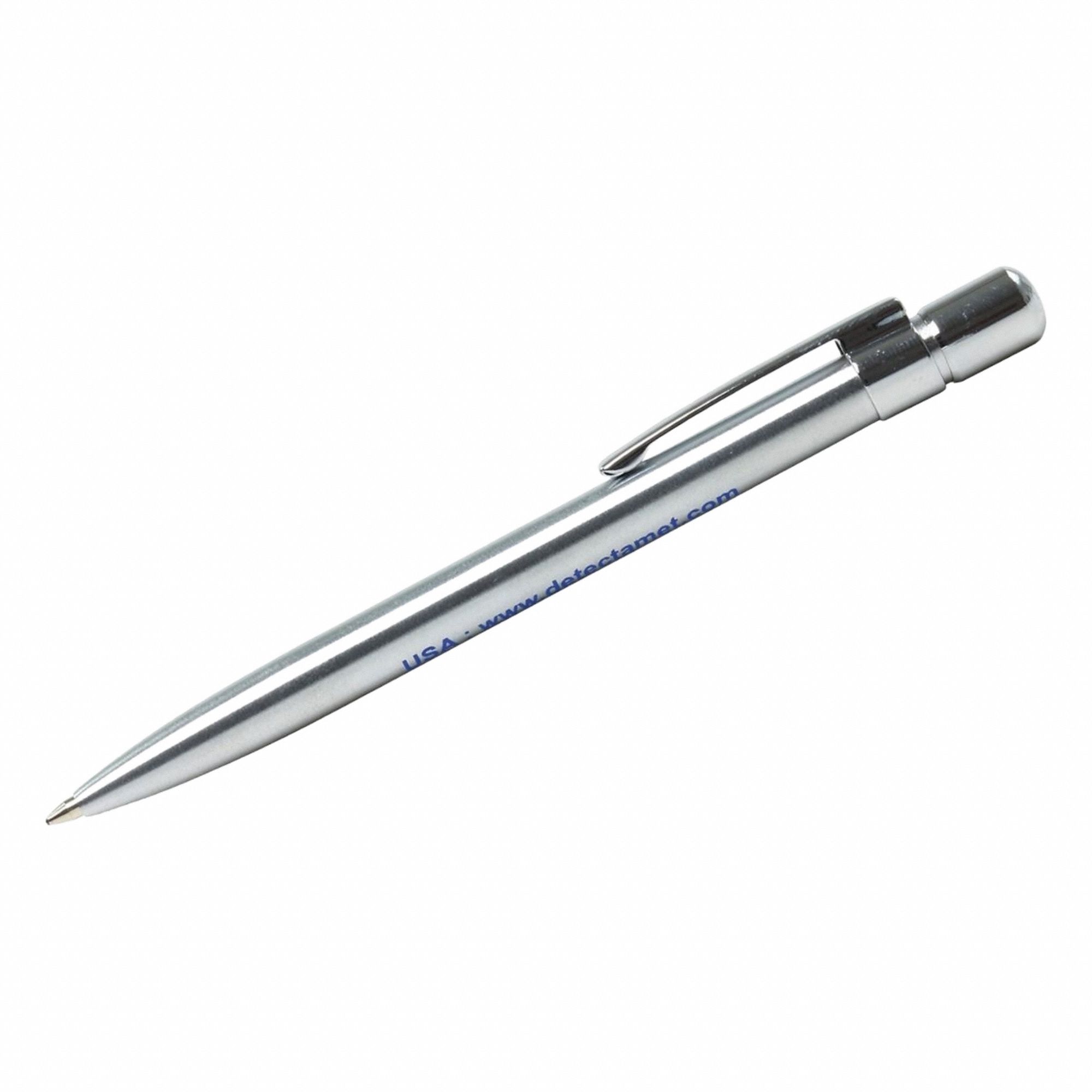 Pen Set: 1 mm, Pocket Clip, Silver, Black, Ballpoint, No Cap, Metal, No Grip, 50 PK