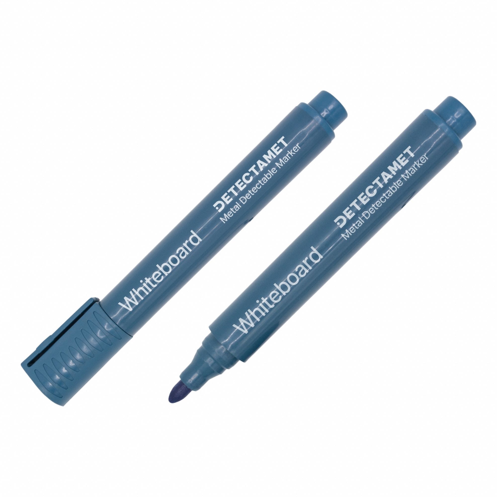 Dry Erase Marker Set: Capped, Bullet, Blue, Std, Metal Detectable, 10 PK