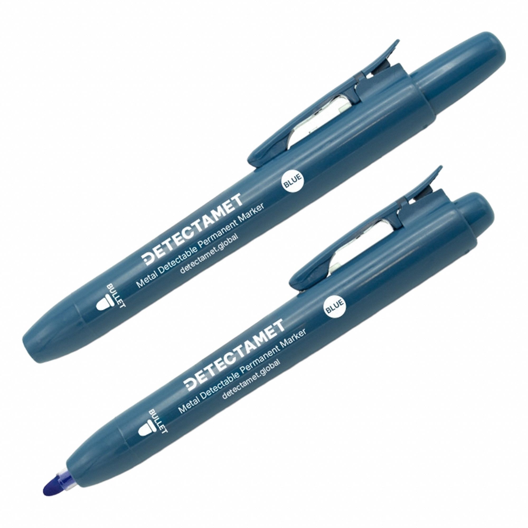 Permanent Marker Set: Blue, Retractable, Bullet, 2 mm Tip Size, Std, Non-Washable