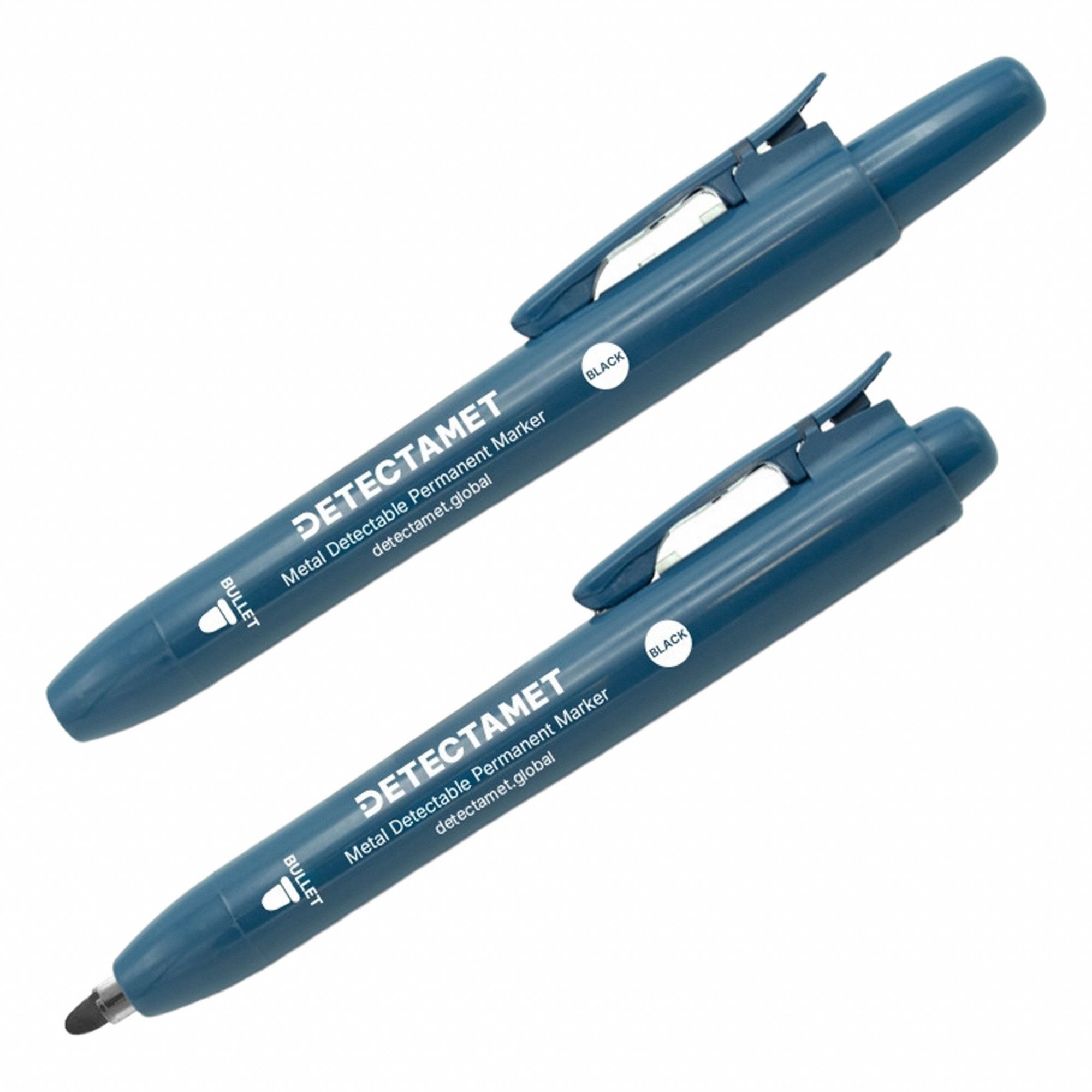 Permanent Marker Set: Black, Retractable, Bullet, 2 mm Tip Size, Std, Non-Washable
