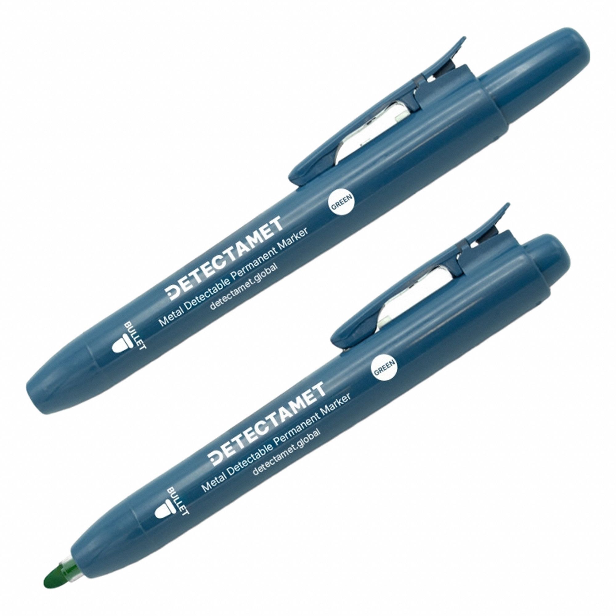 Permanent Marker Set: Green, Retractable, Bullet, 2 mm Tip Size, Std, Non-Washable