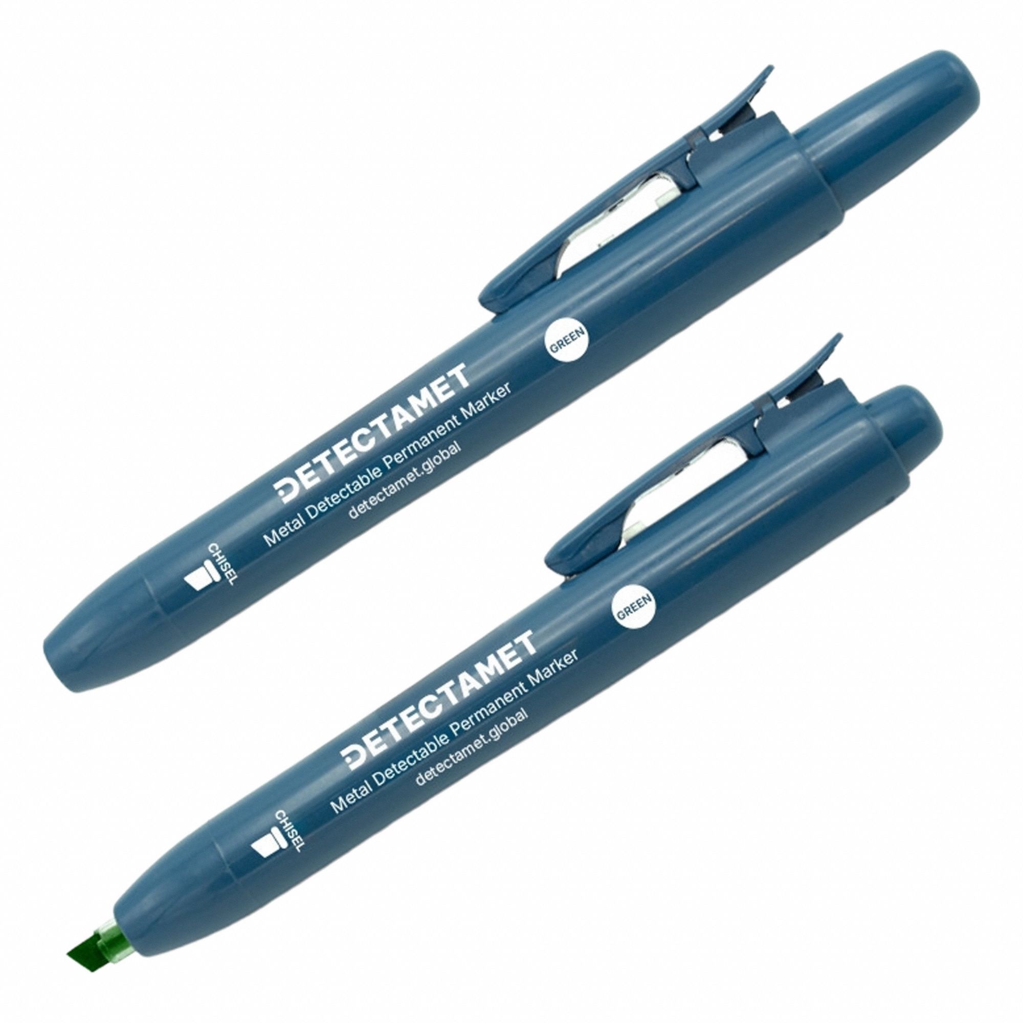Permanent Marker Set: Green, Retractable, Chisel, 2 mm Tip Size, Std, Non-Washable