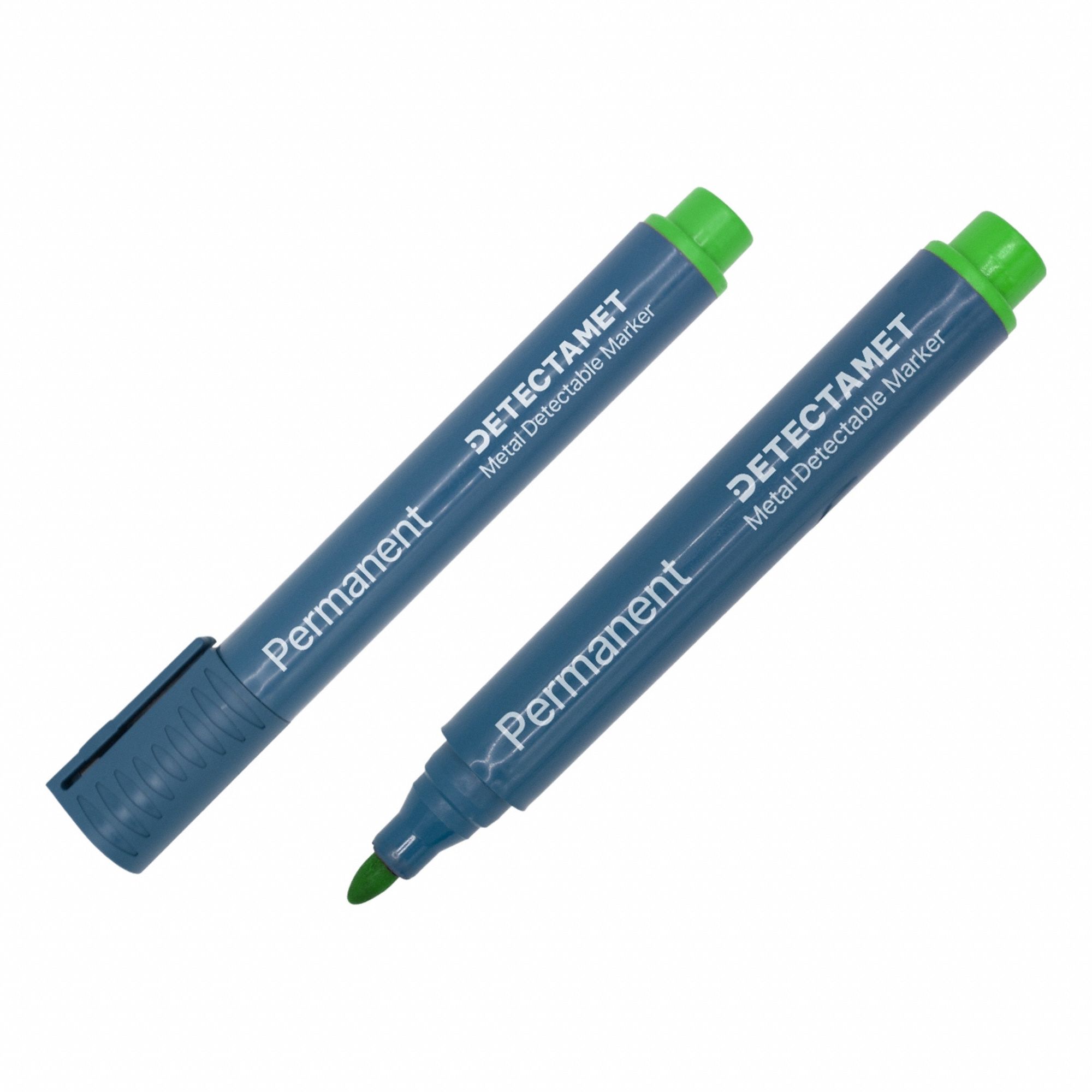 Permanent Marker Set: Green, Capped, Bullet, 2 mm Tip Size, Std, Non-Washable