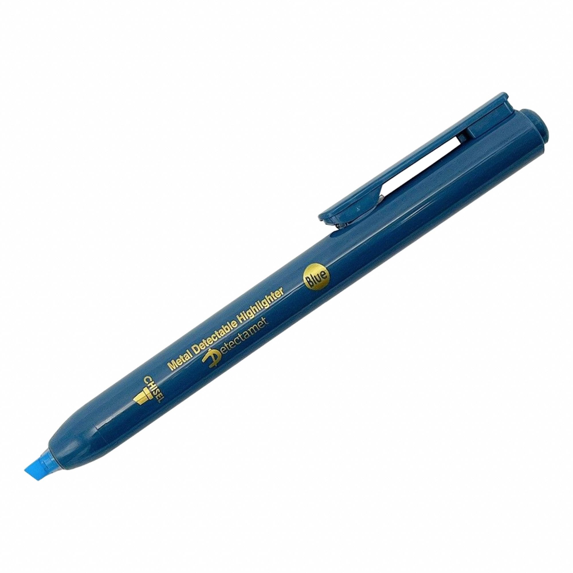 Highlighter: Retractable, Chisel, Blue, Pen Style, FDA, 5 PK
