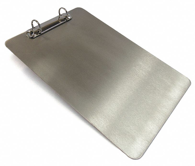 DETECTAMET, INC. Silver Stainless Steel Ring Binder Clipboard, Letter