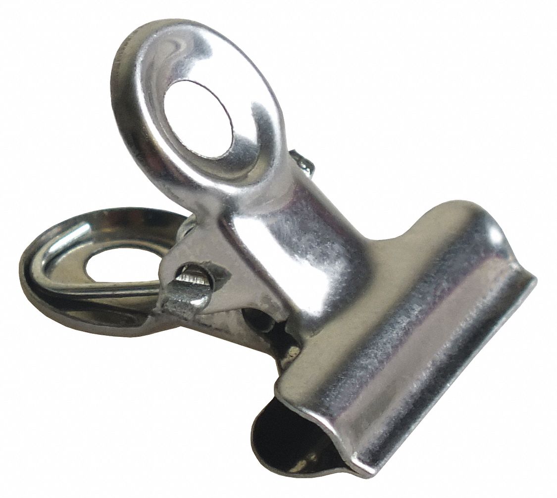 DETECTAMET, INC. Bulldog Clip: 5-45/64 in, 13/16 in Holding Capacity,  Silver, 5 PK