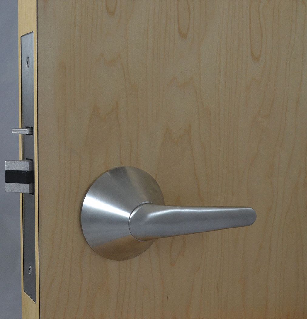 Door Lockset: Passage Lever Locksets, Stainless Steel, ADA Compliant, Ligature-Resistant