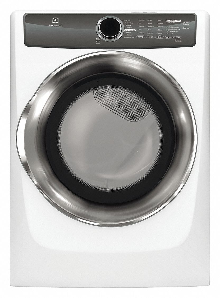 ELECTROLUX Gas Dryer, 8 cu ft, White, Width 27 in, Height 38 in, Depth