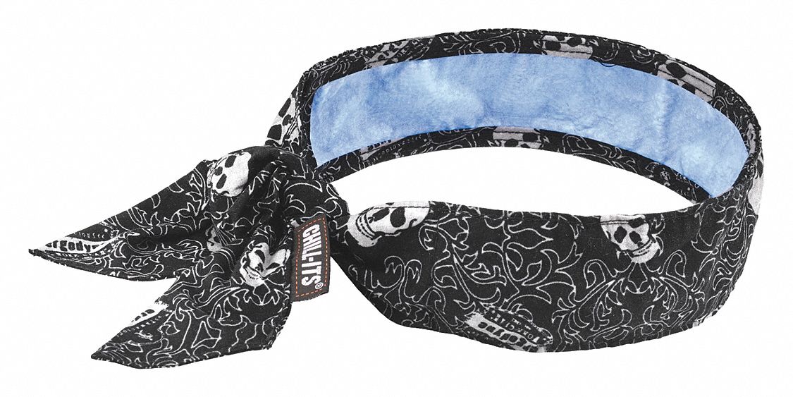 Evaporative Cooling Bandana: Black/White, Universal, Head Band, Cooling