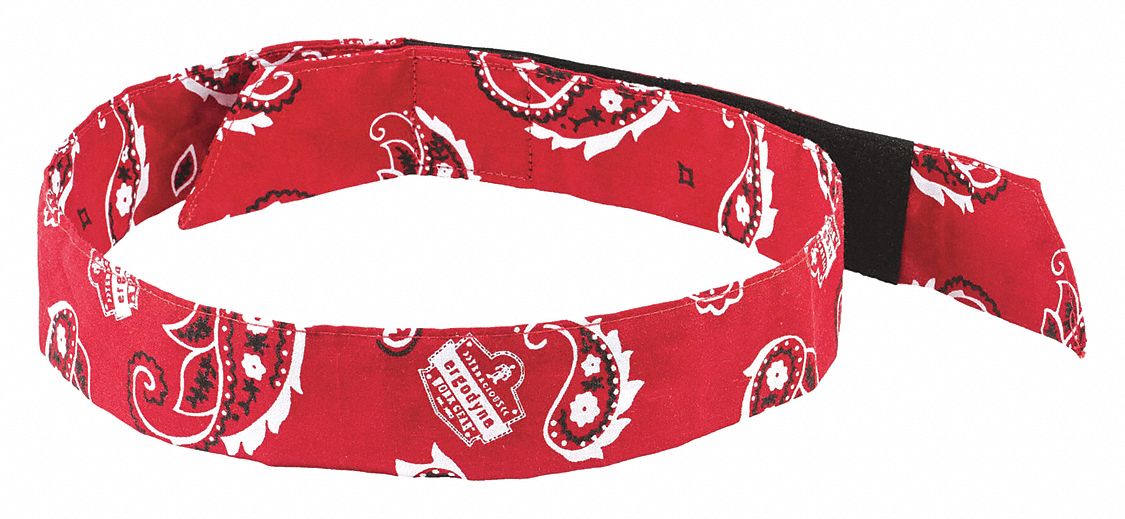 CHILL-ITS 6705 BANDANA, RED, UNIVERSAL, 35½ X 2 IN, ACRYLIC, UP TO 4 HR, HOOK & LOOP