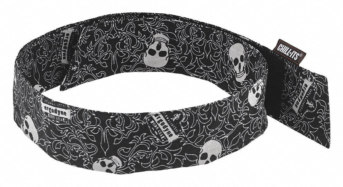 Evaporative Cooling Bandana: Black/White, Universal, Head Band, Cooling