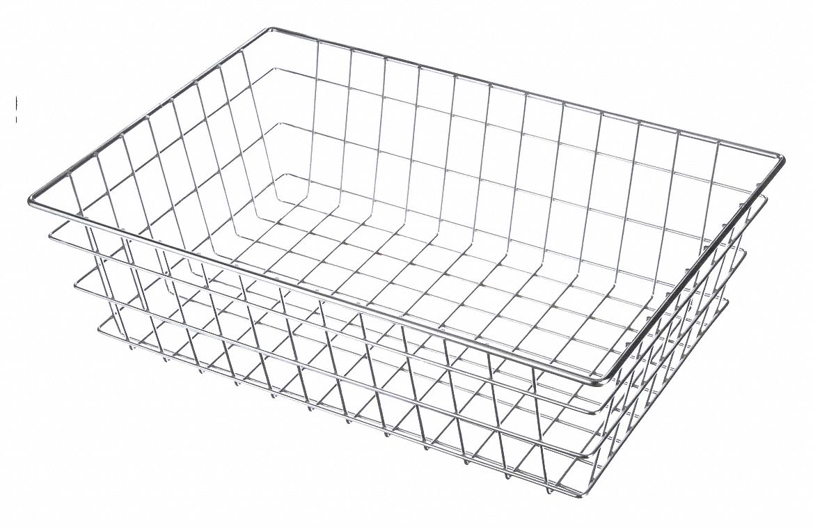 MARLIN STEEL WIRE PRODUCTS, Steel, ChromePlated, Storage Basket