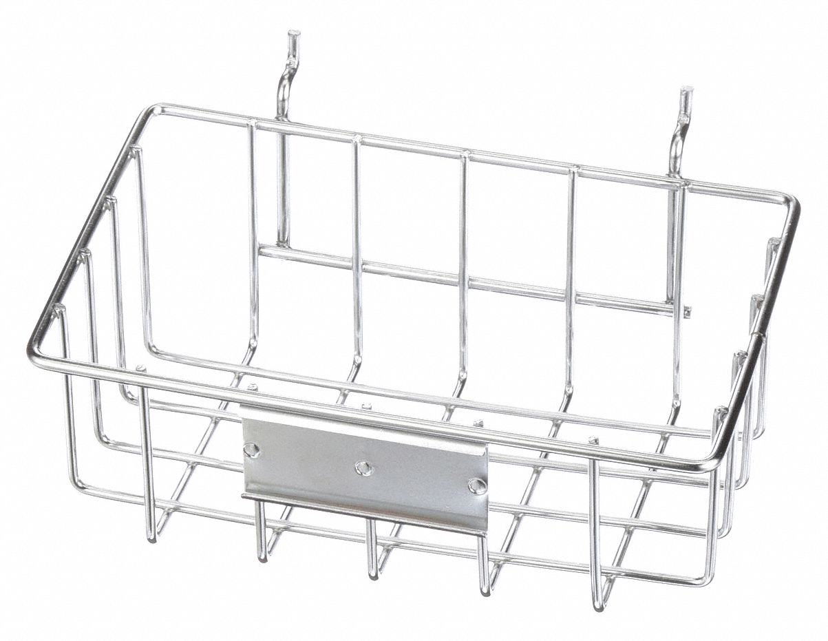 Storage Basket: Display Basket, Steel, Powder Coated, Silver