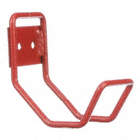 WALL HOOK, STEEL, POWDER COATED FINISH, RED, 4-1/4 IN H