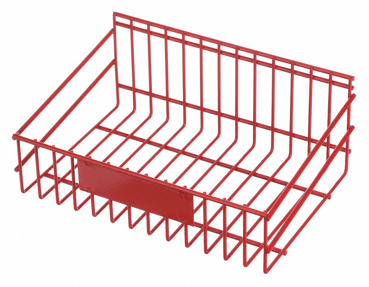 STORAGE BASKET, STEEL, CHROME-PLATED, RED, 13¾ IN OVERALL W