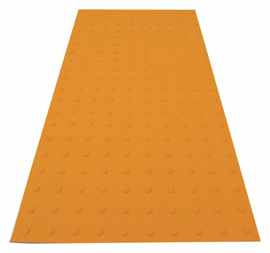 ADA Warning Pad: Yellow, Installs to Asphalt/Concrete, Installs with Adhesives, 4 ft Lg