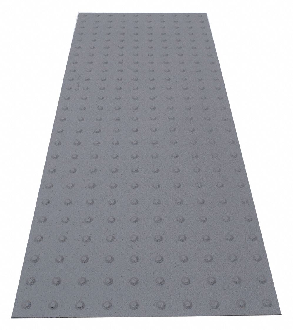 ADA Warning Pad: Asphalt/Concrete, Surface Applied, Flex Cement, Gray, 5 ft Lg, 2 ft Wd
