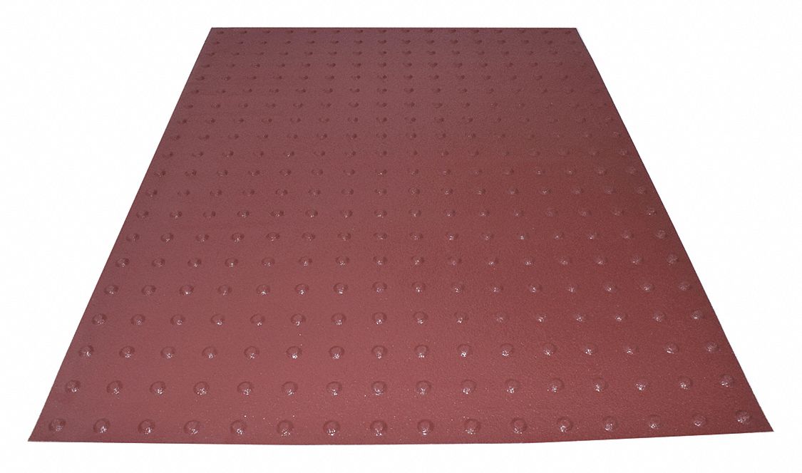 ADA Warning Pad: Asphalt/Concrete, Surface Applied, Flex Cement, Red, 4 ft Lg, 3 ft Wd