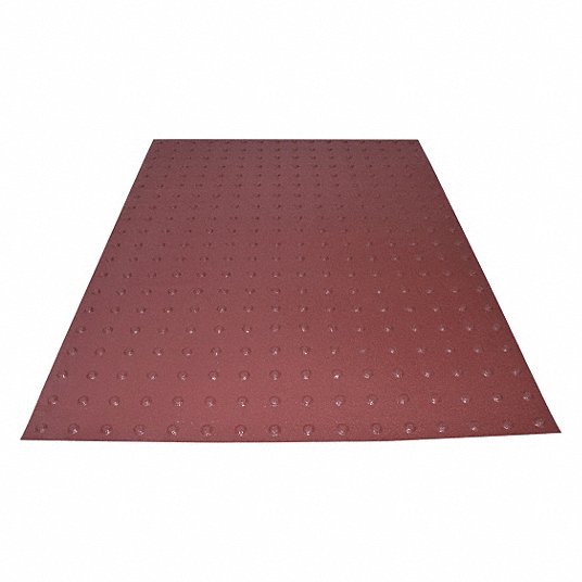 ADA Warning Pad: Red, Installs to Asphalt/Concrete, Installs with Adhesives, 4 ft Lg, 3 ft Wd