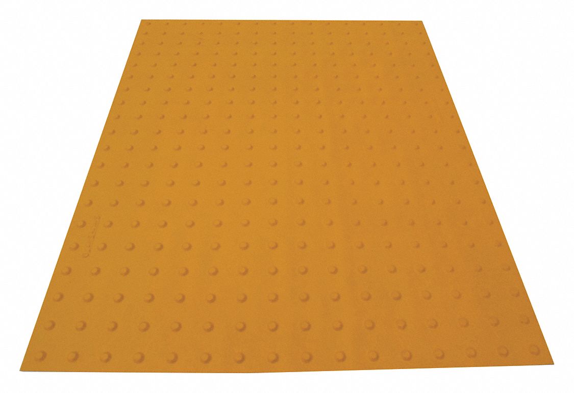 ADA Warning Pad: Asphalt/Concrete, Surface Applied, Flex Cement, Yellow, 4 ft Lg