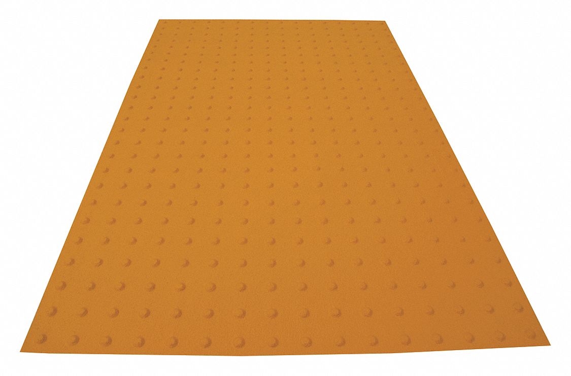 ADA Warning Pad: Asphalt/Concrete, Surface Applied, Flex Cement, Yellow, 5 ft Lg