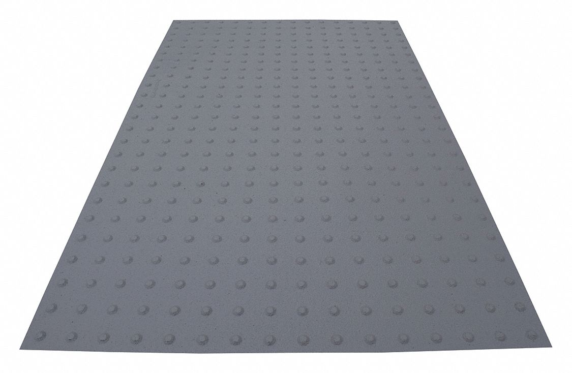ADA Warning Pad: Gray, Installs to Asphalt/Concrete, Installs with Adhesives, 5 ft Lg, 3 ft Wd