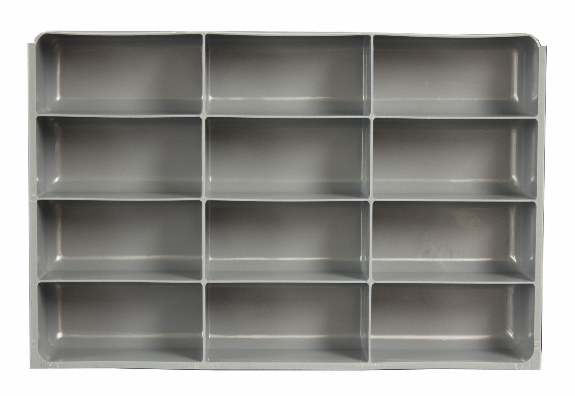 COMPARTMENT DRAWER INSERT, 18 X 12 X 3 IN, 5 25/32 X 2 27/32 IN, 12 COMPARTMENTS, GREY