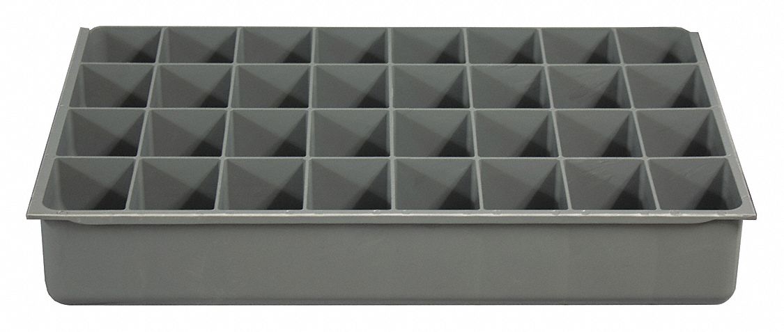 DRAWER INSERT,32 COMPARTMENTS,GRAY