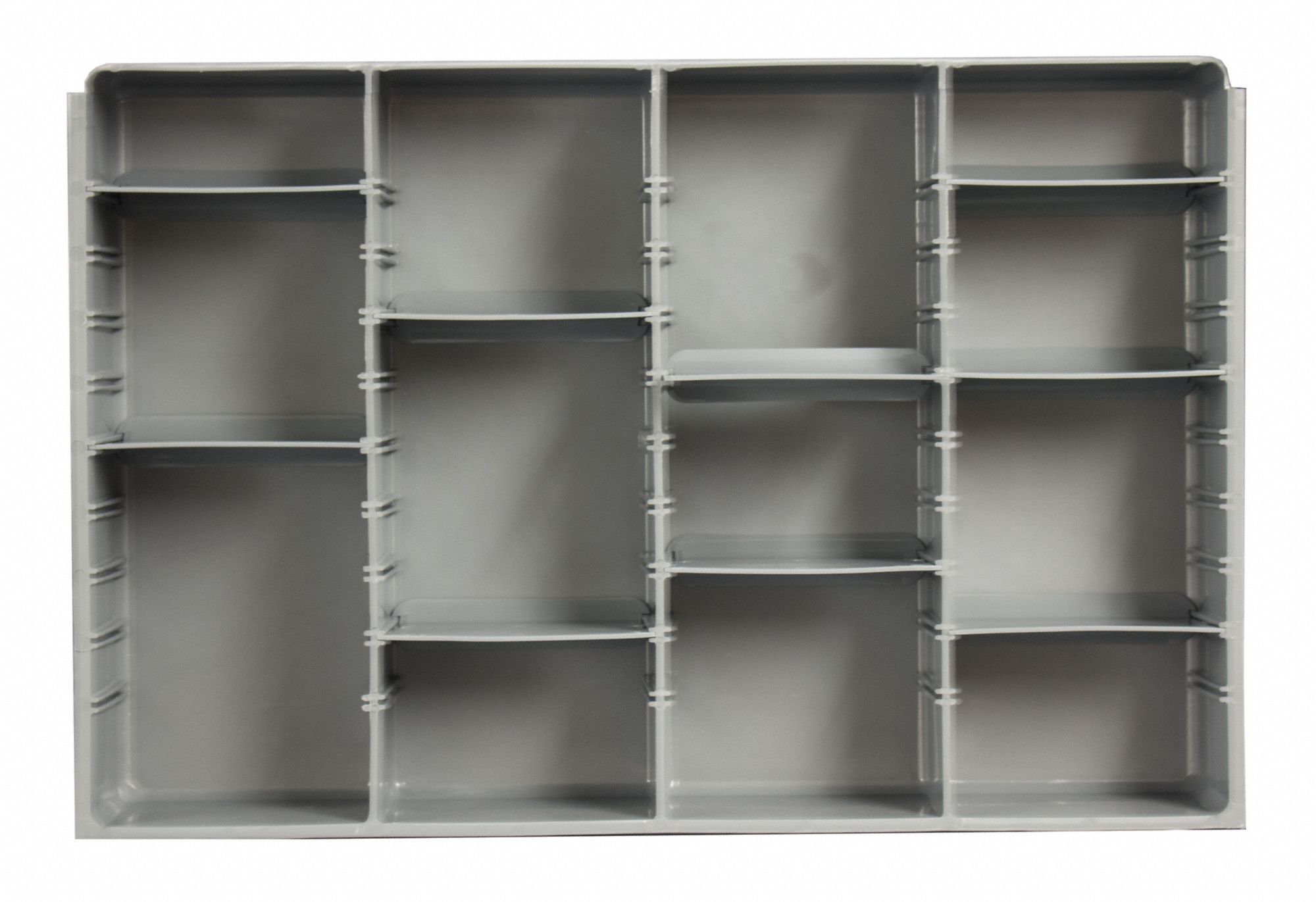COMPARTMENT DRAWER INSERT, 18 X 12 X 3 IN, 11 9/16 X 4 5/16 IN, 4 COMPARTMENTS, 9 DIVIDERS