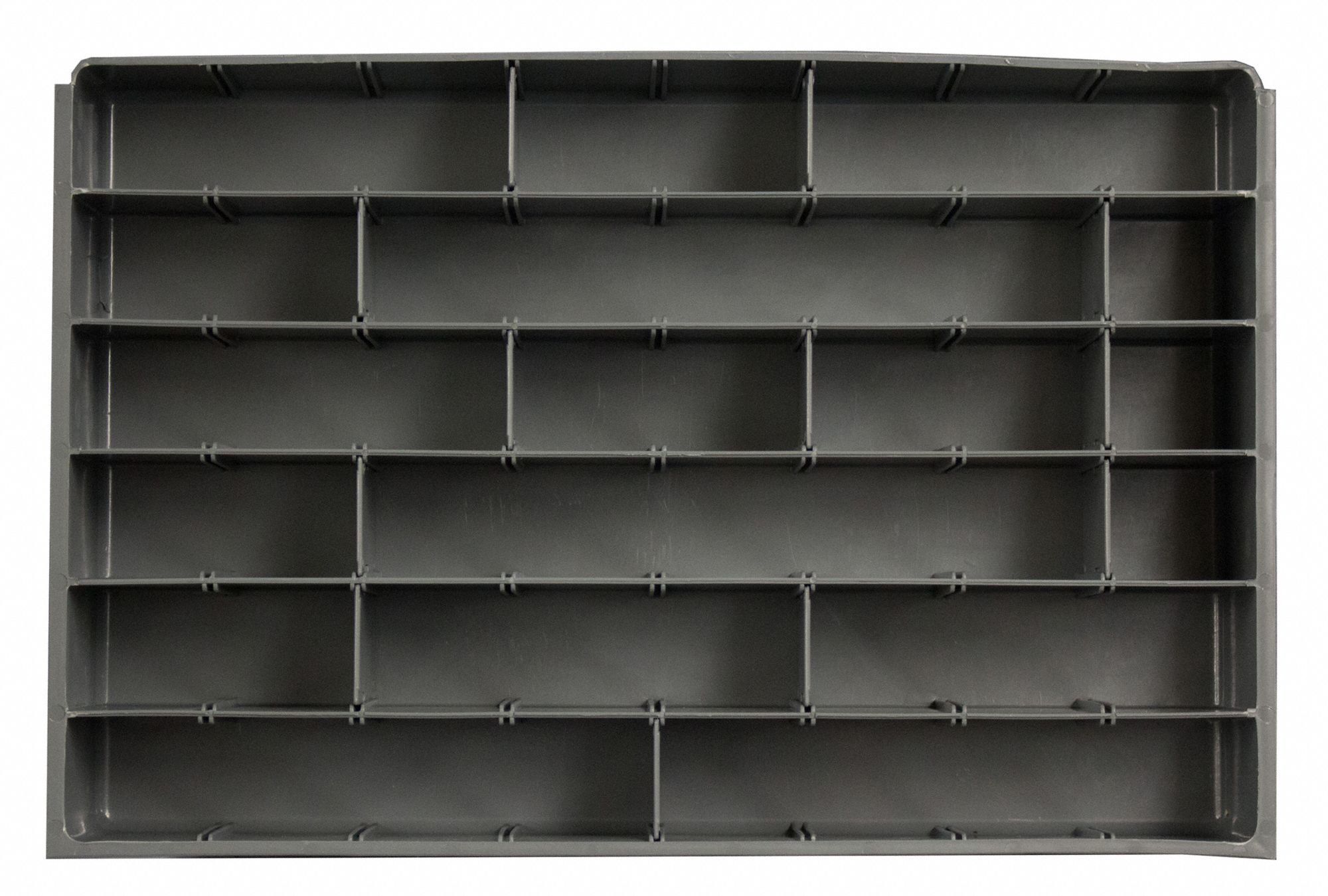 COMPARTMENT DRAWER INSERT, 18 X 12 X 3 IN, 17½ X 1⅞ IN, 6 COMPARTMENTS, 12 DIVIDERS