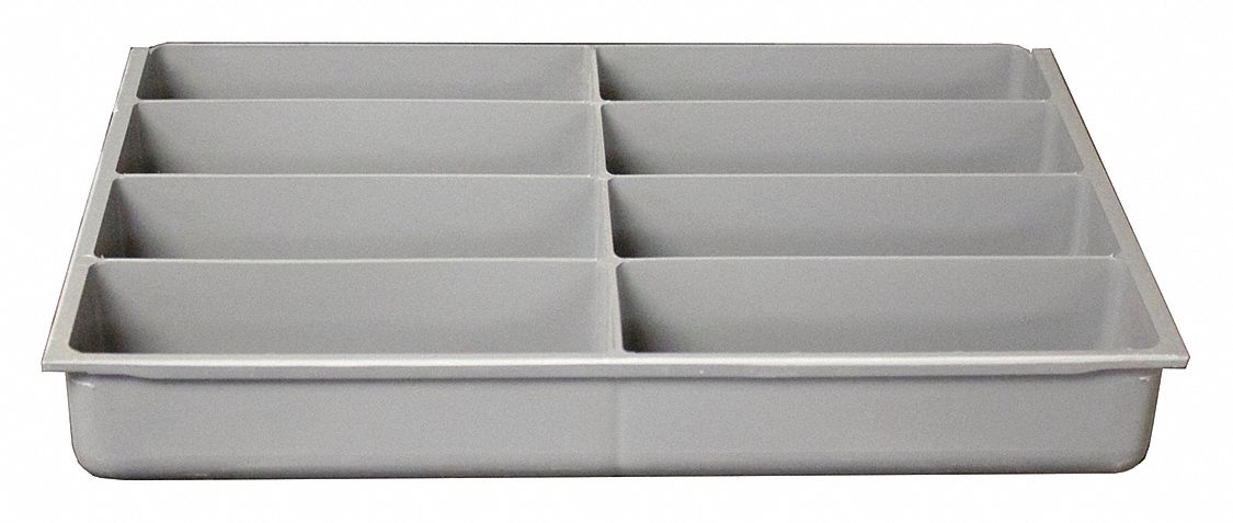 COMPARTMENT DRAWER INSERT, 13⅜ IN X 9¼ IN X 2 IN, 6 25/64 IN X 2 13/64 IN, 8 COMPARTMENTS