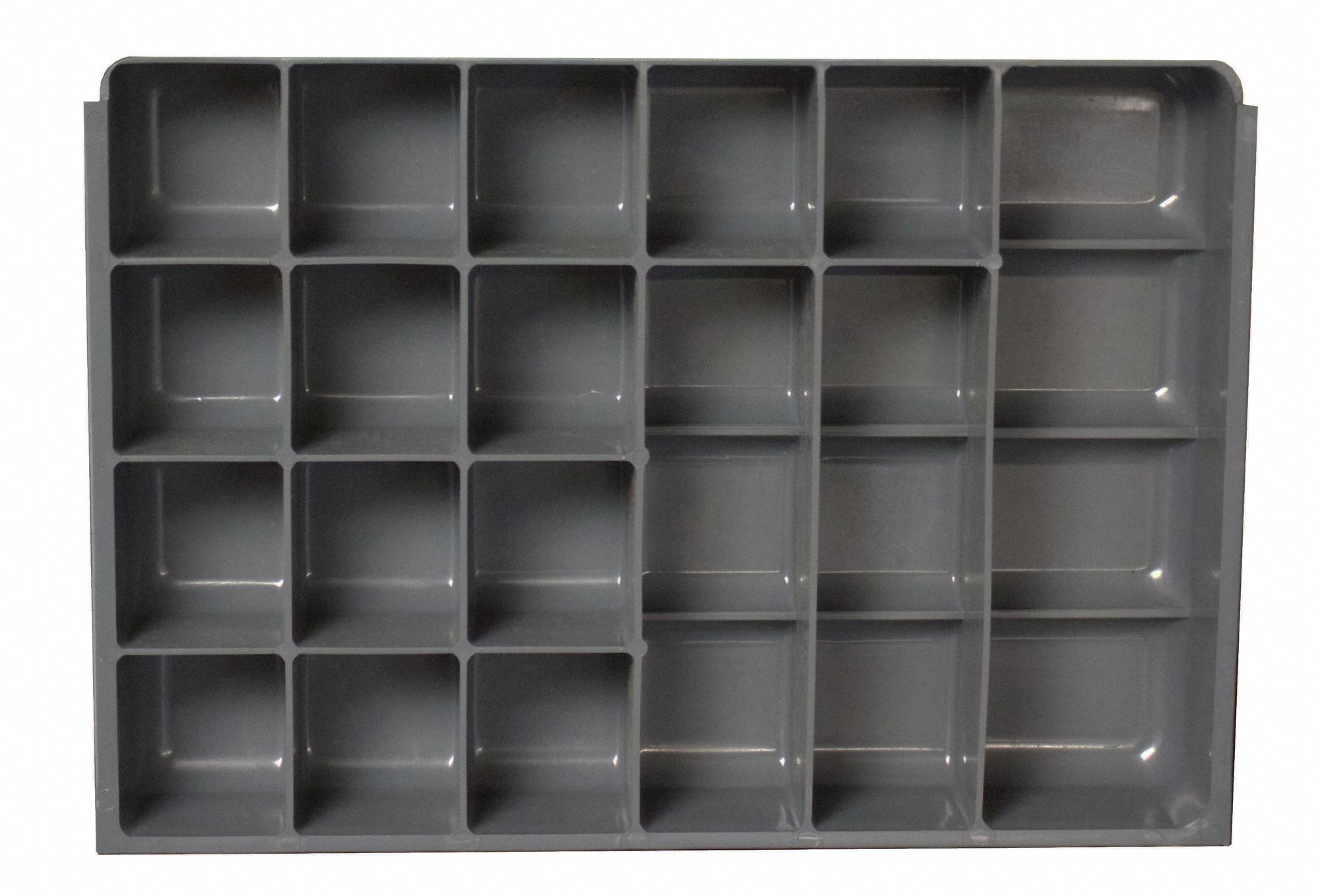 COMPARTMENT DRAWER INSERT, 13⅜ IN X 9¼ IN X 2 IN, 17 COMPARTMENTS, GREY