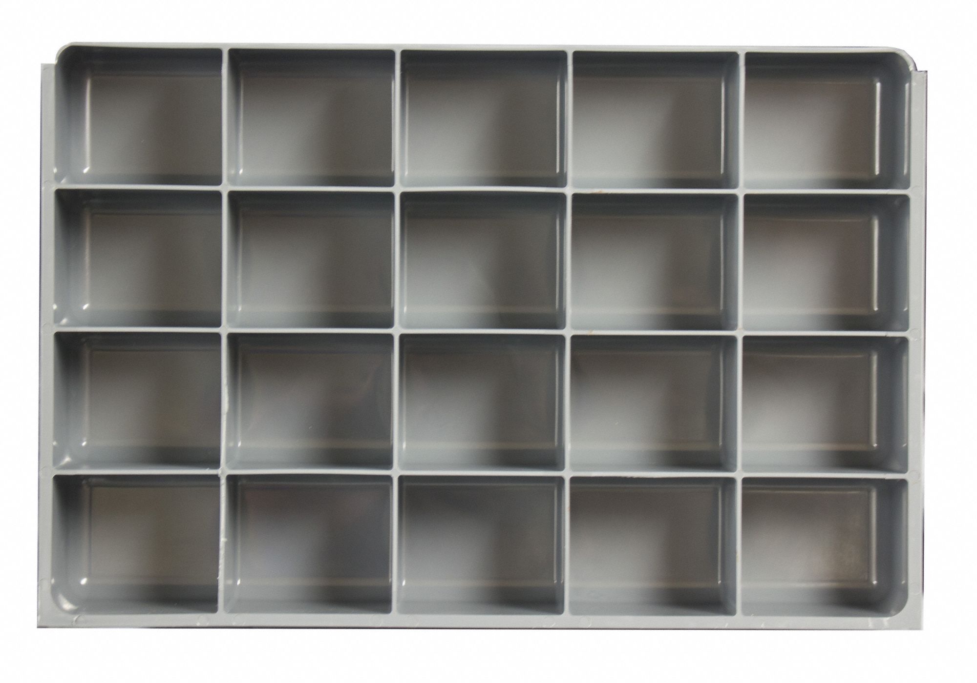 COMPARTMENT DRAWER INSERT, 13⅜ X 9¼ X 2 IN, 2½ X 2 13/64 IN, 20 COMPARTMENTS, GREY