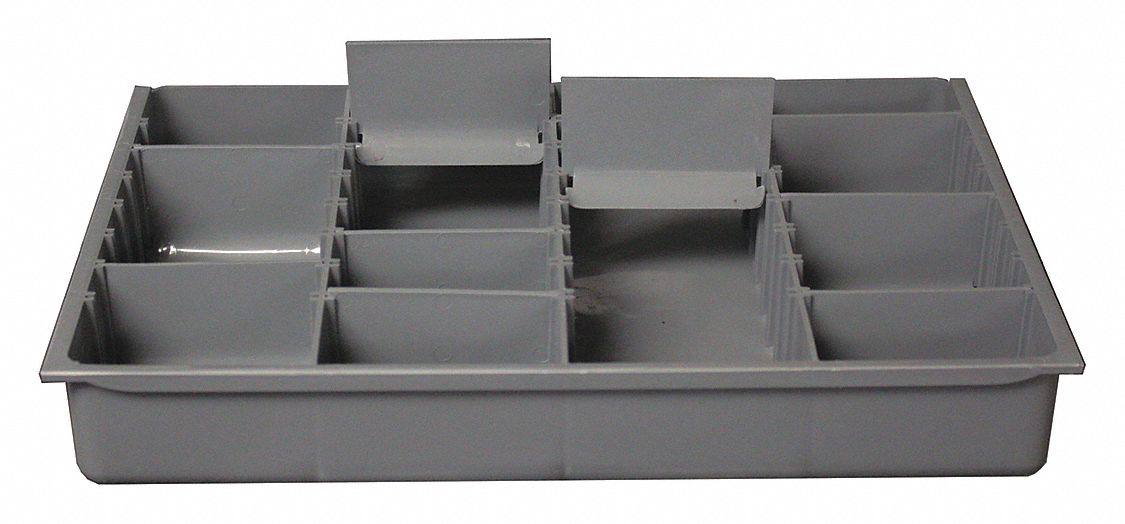 DRAWER INSERT,4 TO 13 COMPARTMENTS,GRAY