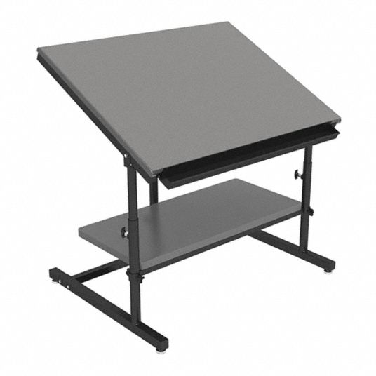 Professional Drafting Table, Gray Top - Grainger