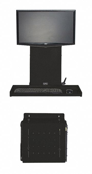 Computer Station: Ultra Flat, 45 lb Load Capacity, CPUs/Keybord Trays/Monitors