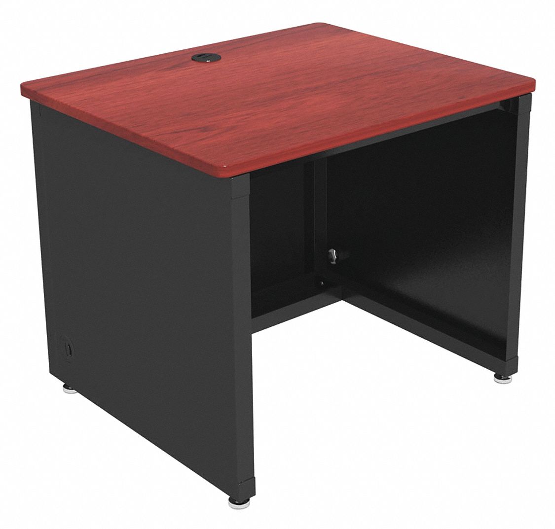 Enclosed Desk: CD Series, 36 in Overall Wd, 30 in, 30 in Overall Dp, Cherry Top