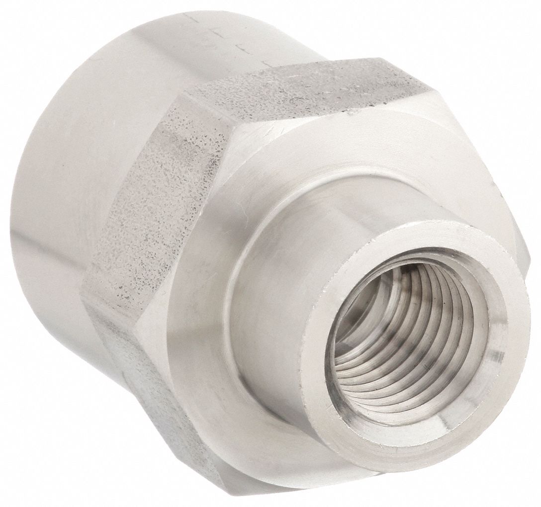 Hydraulic Hose Adapter: 1/4 in x 1/2 in Fitting Size, Female x Female, NPTF x NPTF, Rigid, Straight